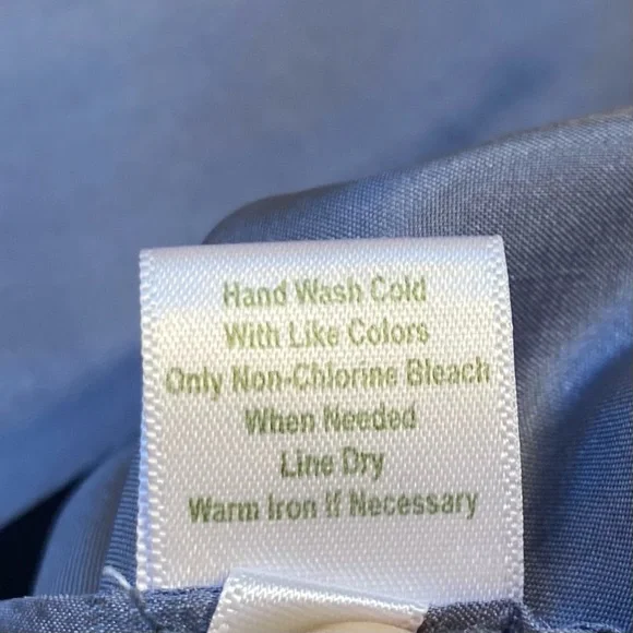 Garnet Hill Long Sleeve Button Front Satin Silk Periwinkle Blue Shirt Blouse - Picture 7 of 7